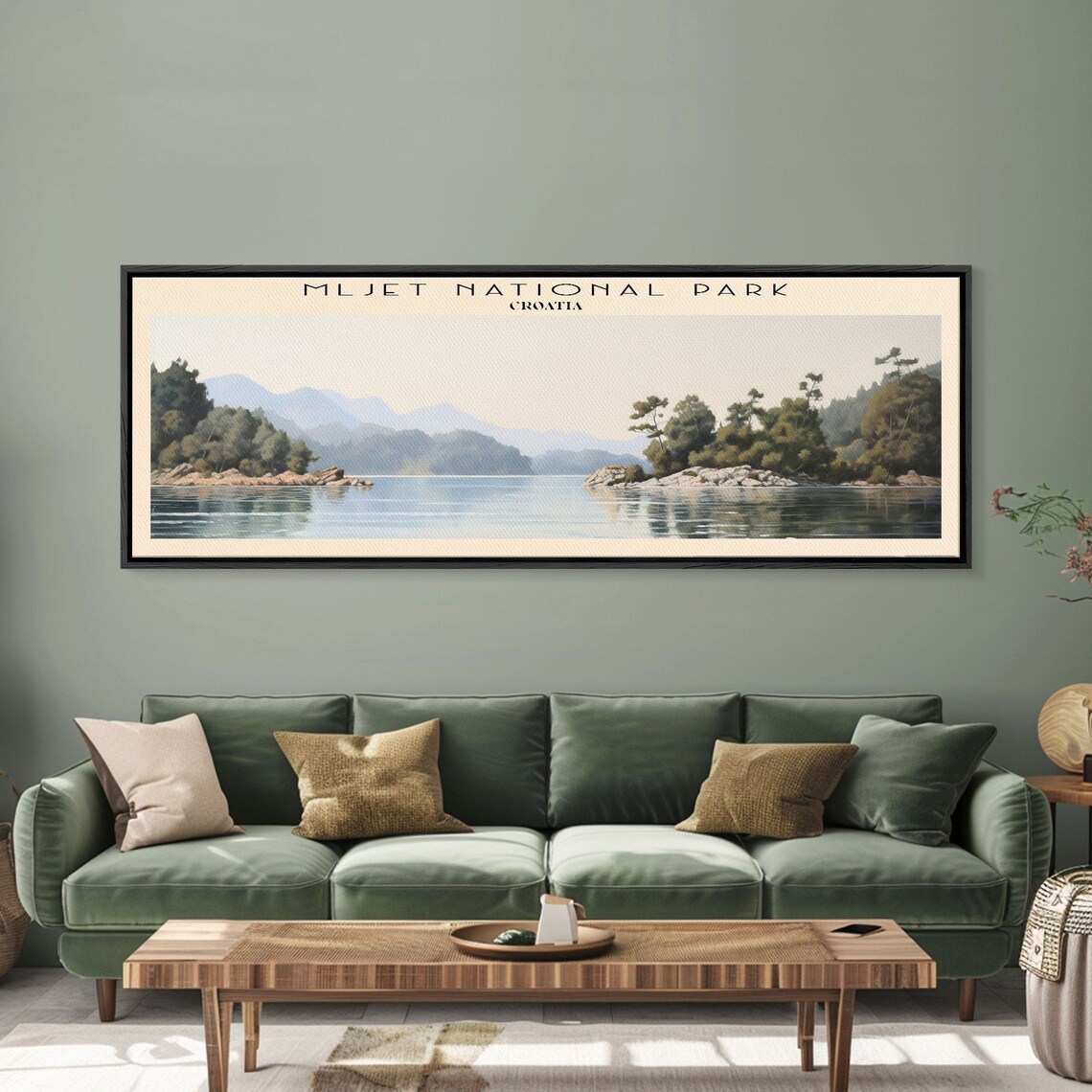 Mljet National Park Croatia Calm Lake Forested Shores Vintage Travel Poster