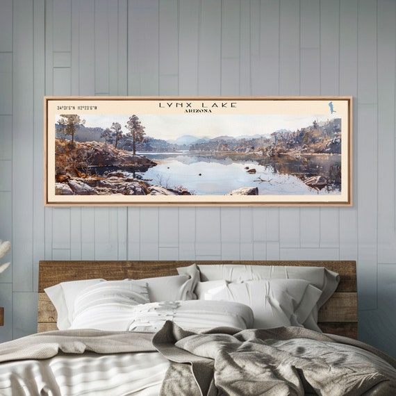 Lynx Lake Arizona Framed Print Lake House Decor Panoramic Wall Art Travel Poster Landscape Painting Cottage Art