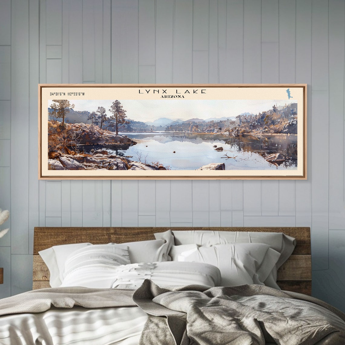 Lynx Lake Arizona Watercolor Rocky Pine Shore Mirror Lake Art Poster