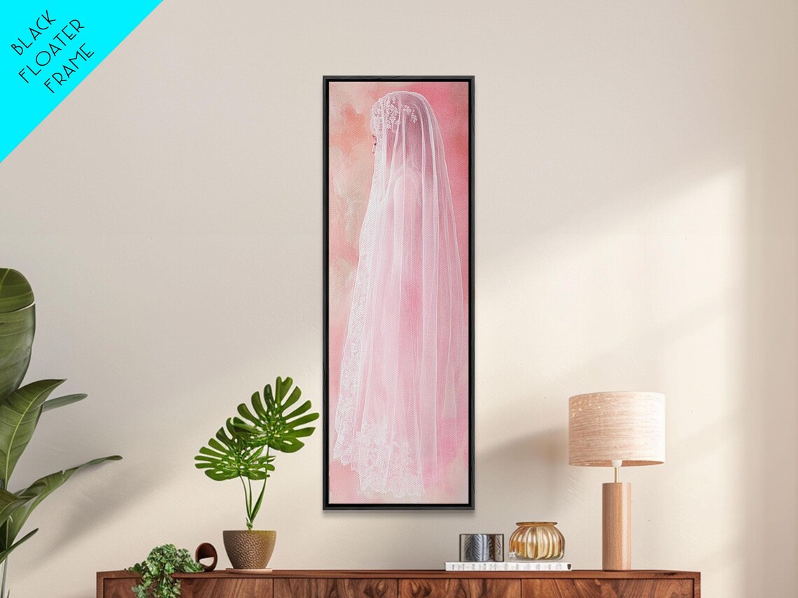 Delicate Bridal Veil Pink Watercolor Romantic Feminine Wall Poster