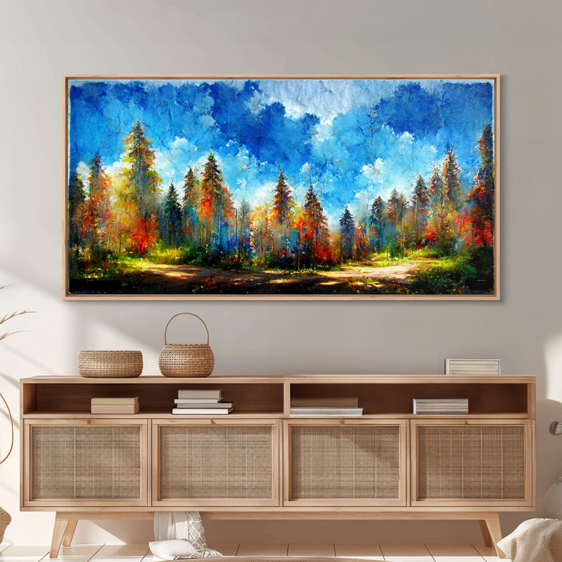 Forest Sunset Oil Painting Print, Autumn Trees - Image 4
