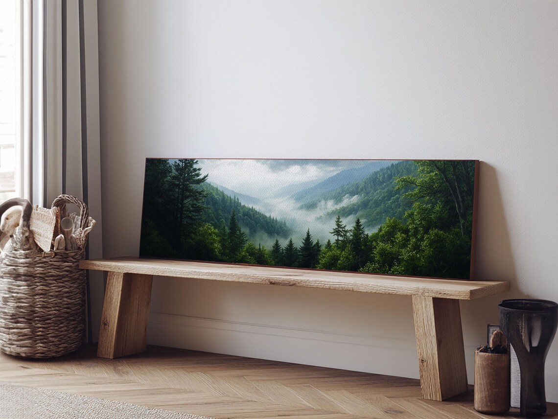 Emerald Green Mountain Landscape Wall Art Blue Ridge Mountains Print Extra Large Wall Art For Living Room Above Sofa - Image 6