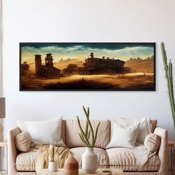 Abandoned Wild West Mining Town Extra Large Wall Art Framed Panoramic Print Framed Wall Art
