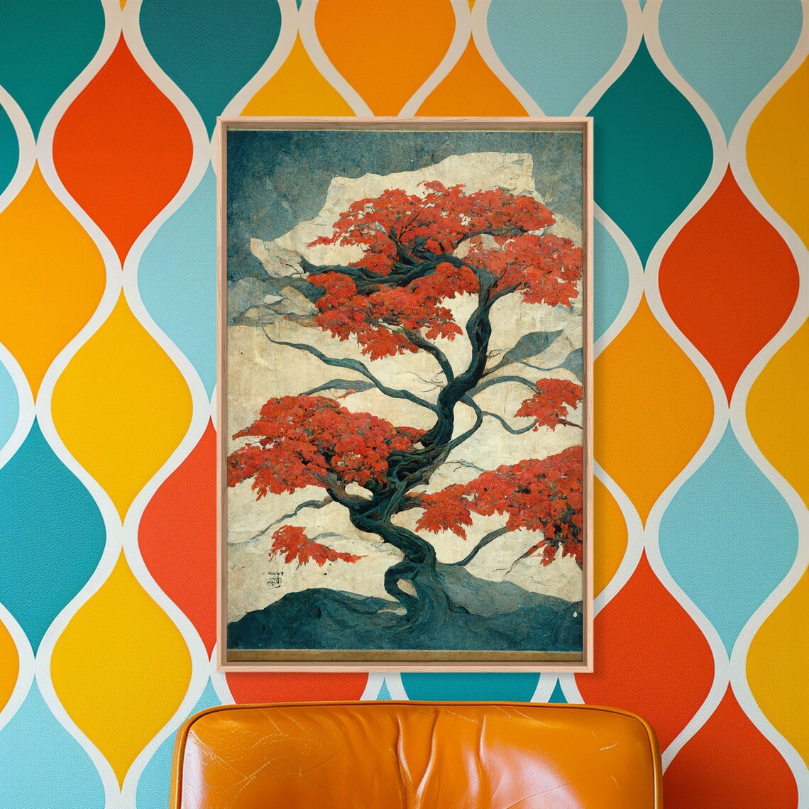 Japanese Maple Tree Abstract Art Print, Japanese Style - Image 3