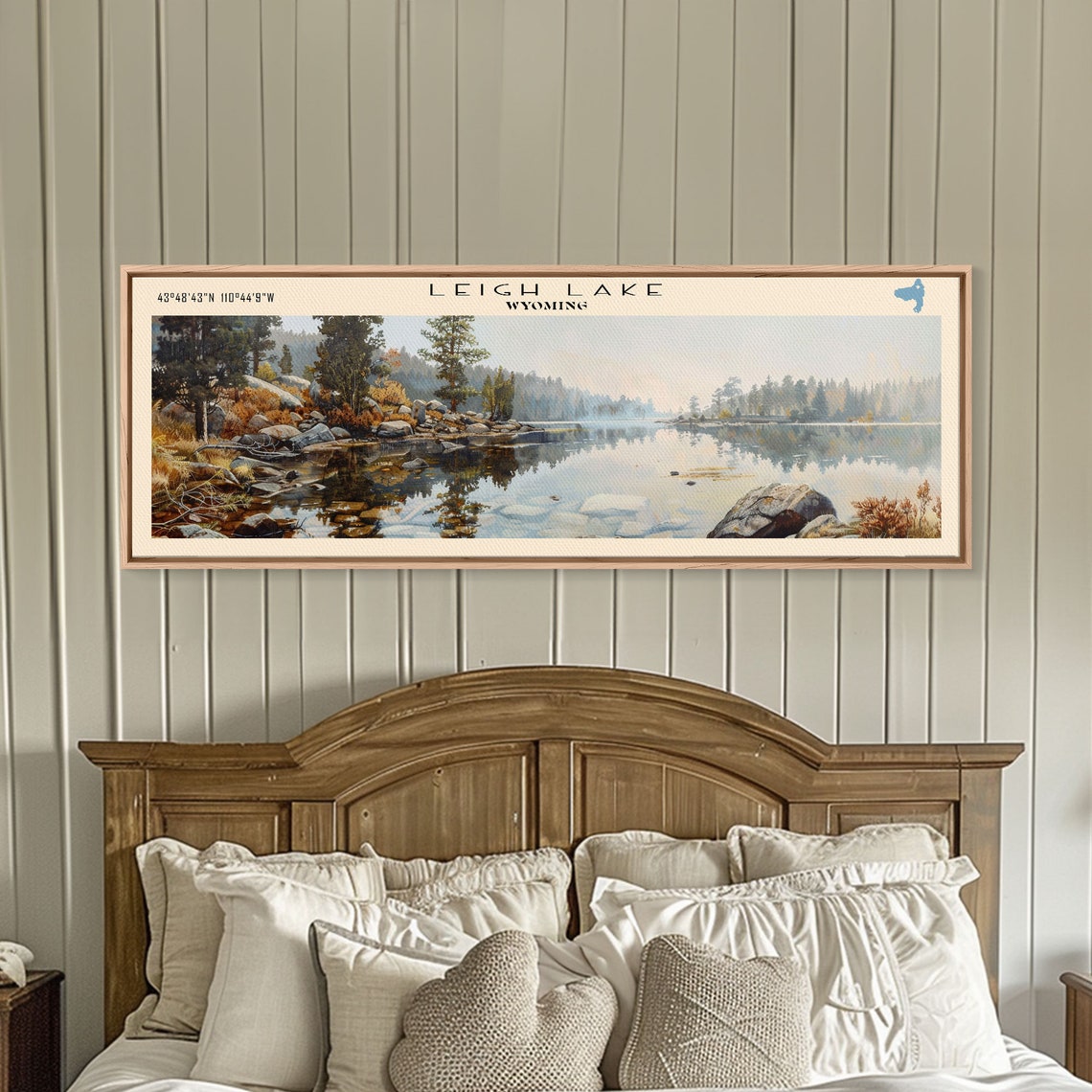 Leigh Lake Wyoming Rocky Pine Shoreline Mirror Water Panorama Poster - Image 3