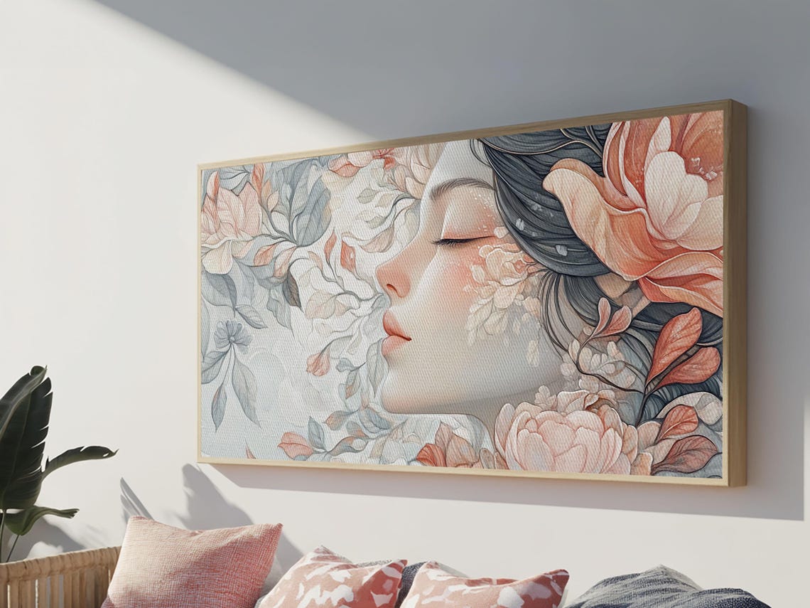 Dreamy Floral Goddess Profile Watercolor Feminine Bedroom Art Poster - Image 5