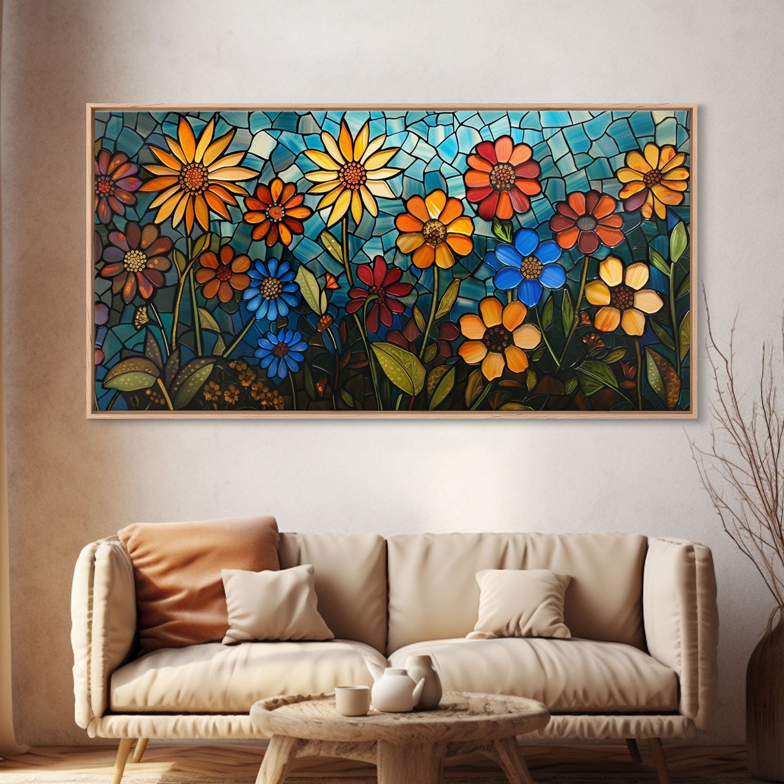 Stained Glass Wildflowers Sunflowers Daisies Mosaic Bloom Art Poster - Image 4