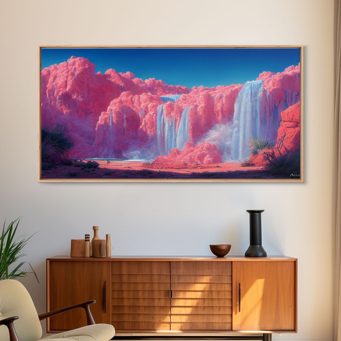 Psychedelic Pink Waterfall Art Print - Image 6