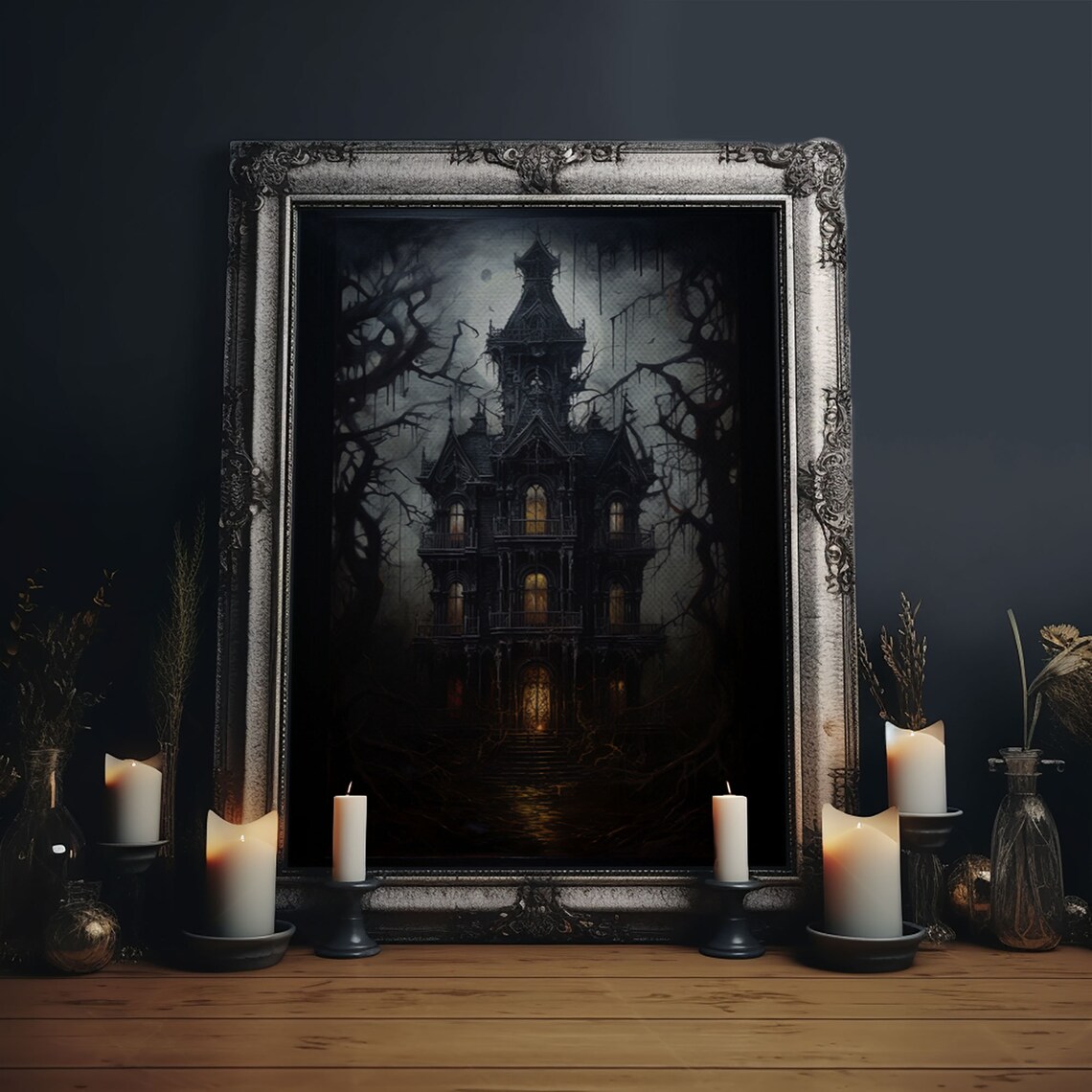 Haunted Victorian Mansion Halloween Art Print - Image 6