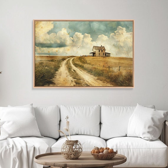Blue Skies And Country Roads Framed Print Country Decor Cottagecore Wall Art Wood Frame Art Metal Art Original Art