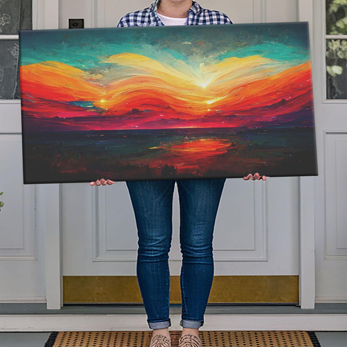 Beautiful Sunset Print Art Ink Painting Style Abstract Sunset Wall Art Cool Wall Art - Image 4