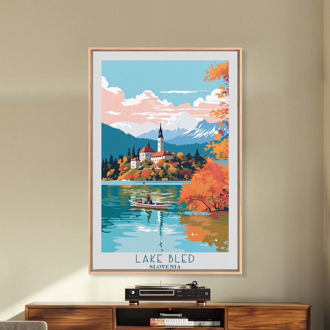 Lake Bled Slovenia Island Church Autumn Boat Ride Travel Poster - Image 6