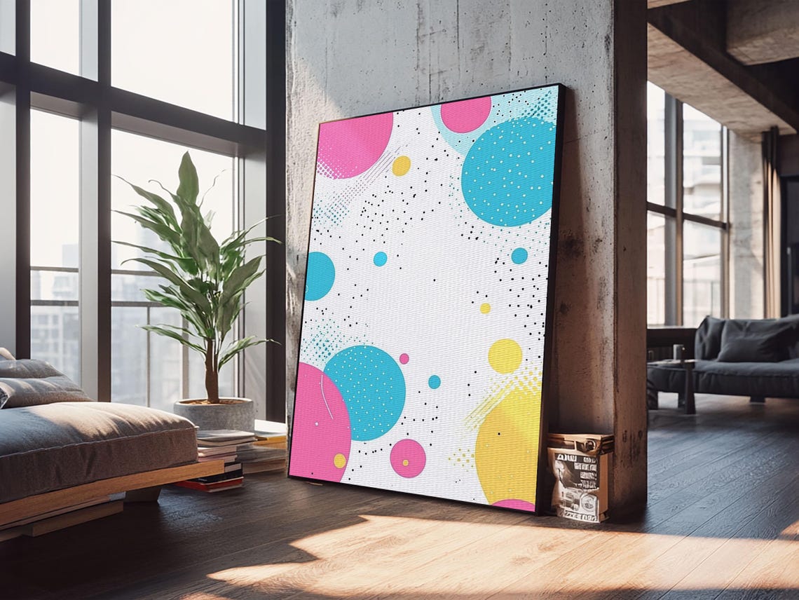 Retro 90s Memphis Style Colorful Circles Confetti Abstract Art Poster - Image 2