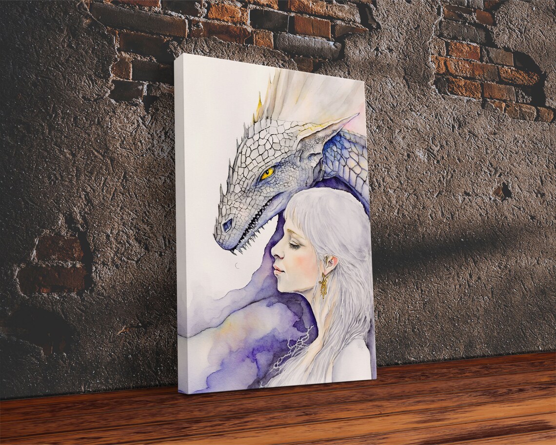 Dragon Painting Print Dragon Art Fantasy Art Fantasy Painting Wall Art Girl And Her Dragon Dragon Girl - Image 2