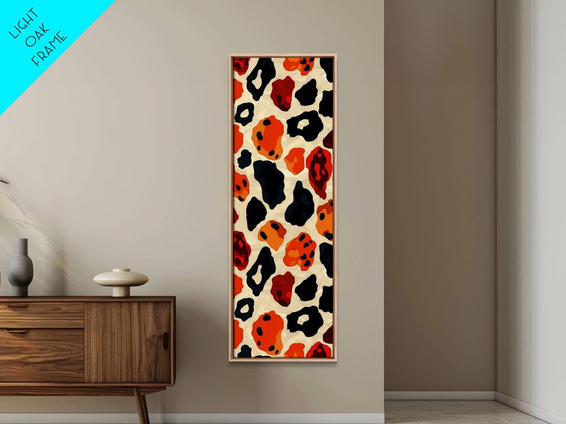 Retro 70s Cheetah Print Orange Black Cream Vintage Pattern Wall Poster - Image 4