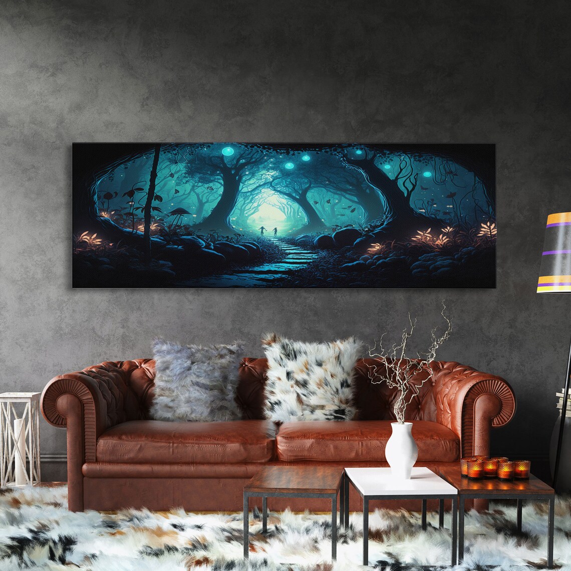 Mycelium Network Fantasy Forest At Night Art Print - Image 3