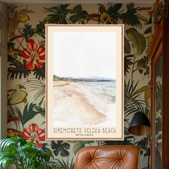 Sinemorets Veleka Beach Bulgaria Soft Sand Calm Shore Minimalist Poster