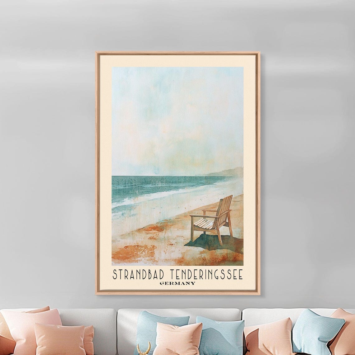 Strandbad Tenderingssee Germany Lone Chair Calm Lake Soft Poster - Image 2