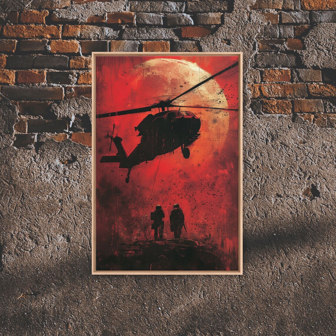 Full Moon Blackhawk Helicopter Extraction Poster Print