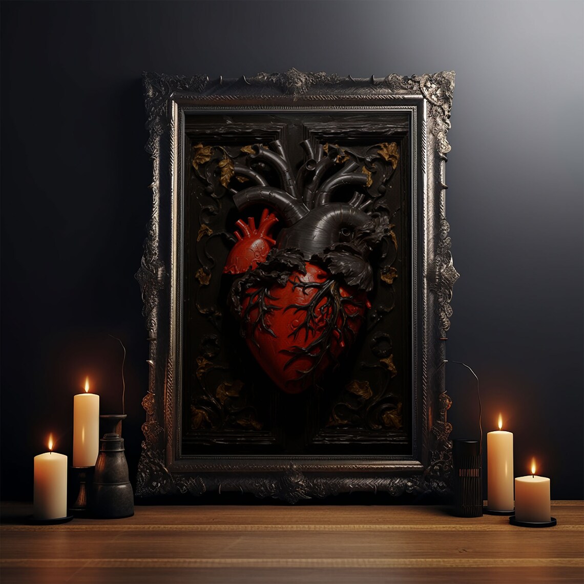 Vampire Black Heart, Vintage Gothic Art Print - Image 3