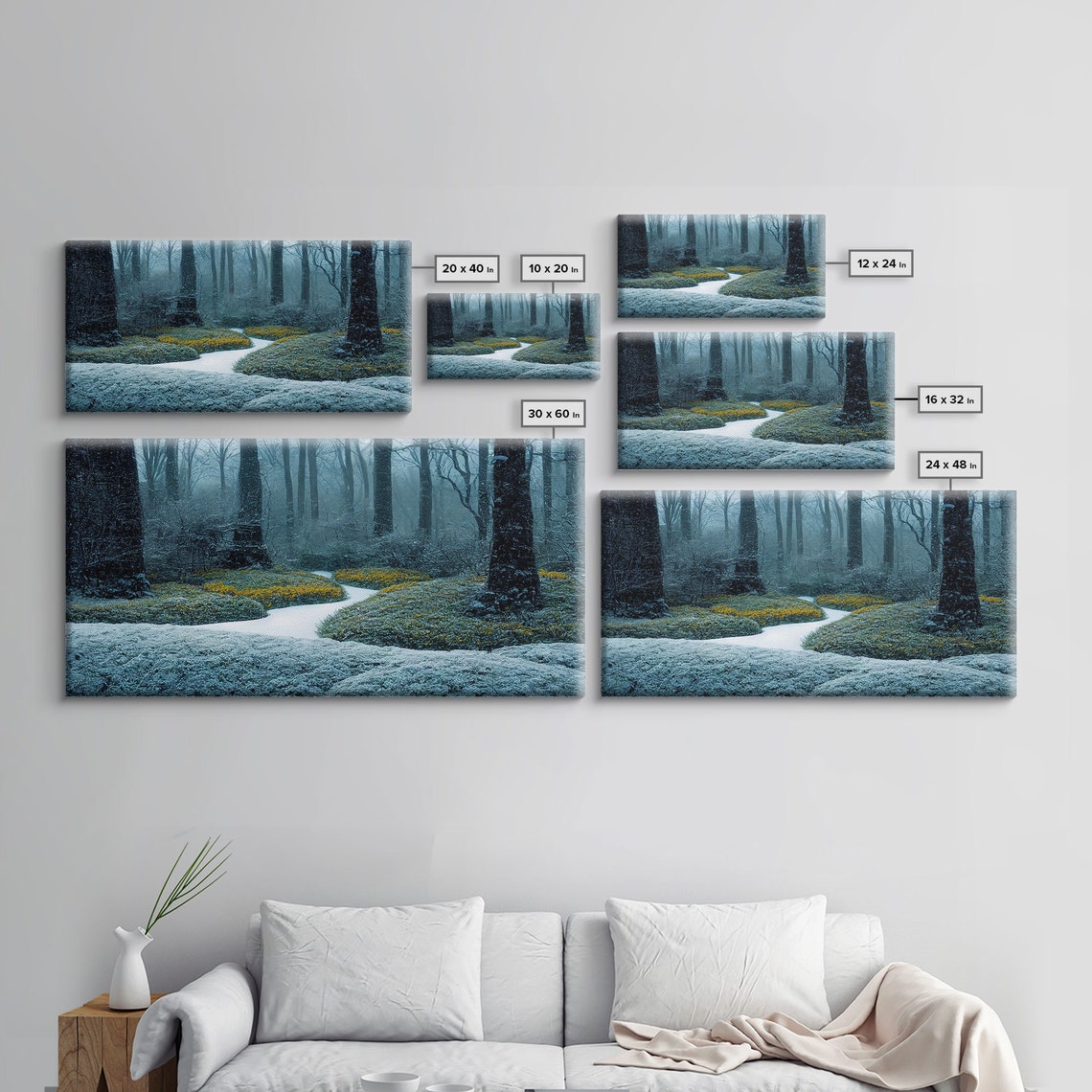 Snowy Winter Forest Misty Path Frosted Trees Snowfall Poster - Image 2