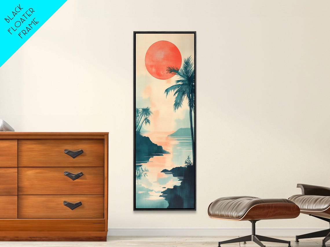 Tropical Sunset Coastal Landscape Framed Print Nautical Wall Art Coastal Painting Nautical Decor Gift Idea Her Vertical Art - Image 6