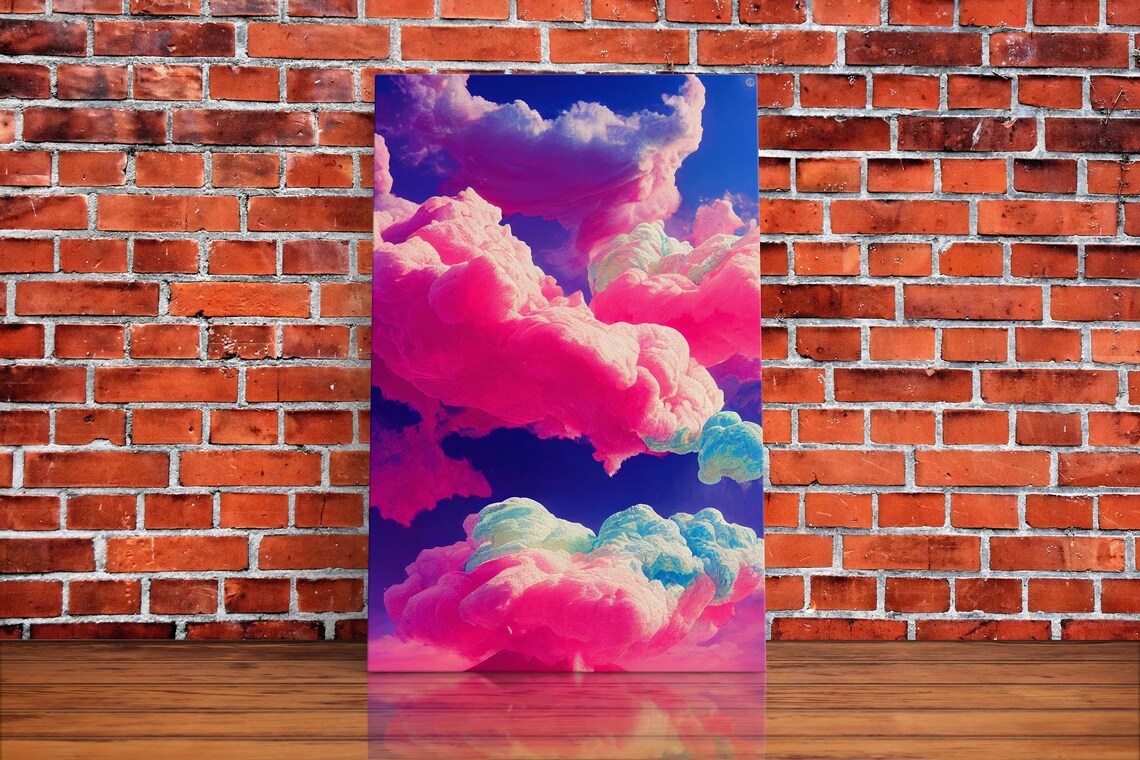 Bubble Gum Clouds, Trippy Psychedelic Surrealist Art Print - Image 2