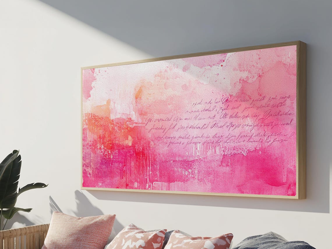 Abstract Pink Writing Framed Print Light Pink Wall Art Chinoiserie Whimsical Decor Rustic Wall Art Horizontal Gift Idea - Image 4