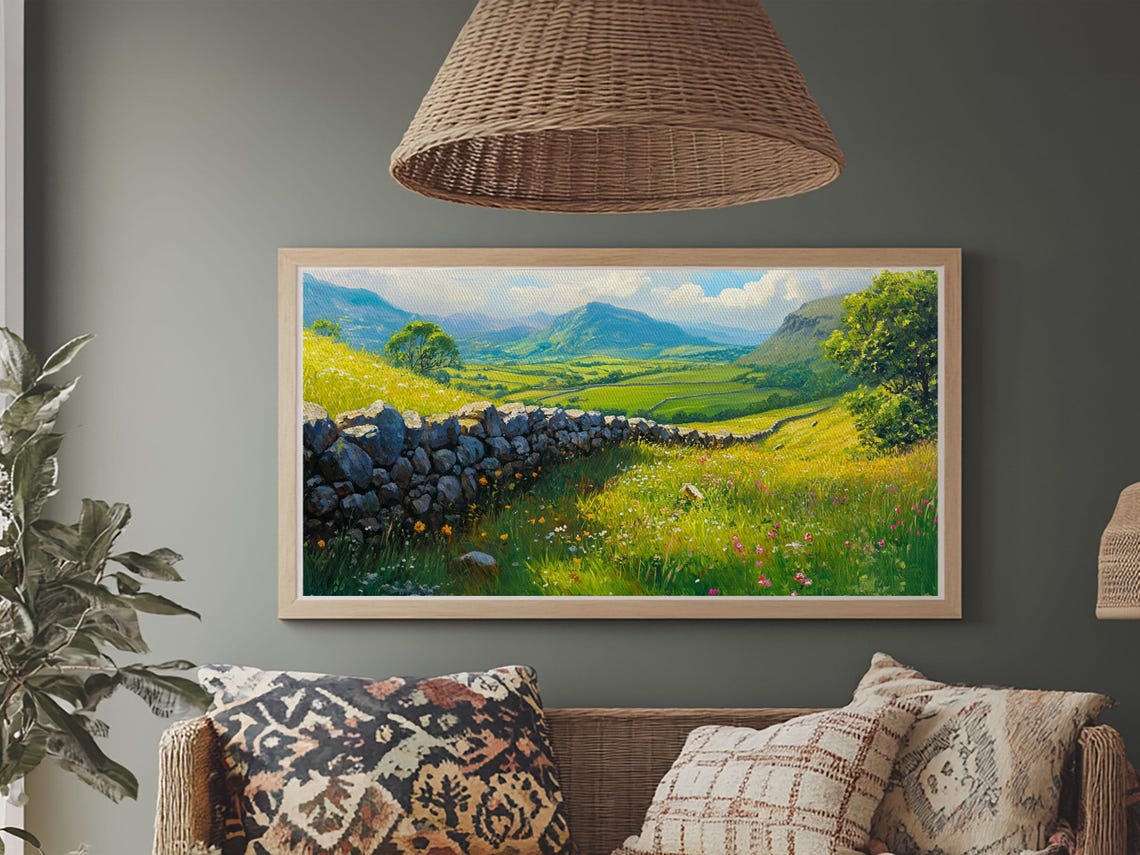 Hadrians Wall England Green Rolling Valley Ancient Stone Wall Poster - Image 6