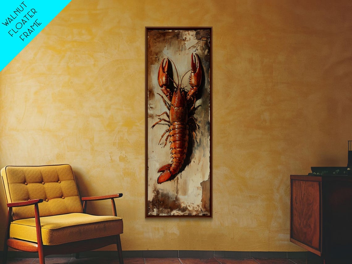 Rustic Crayfish Lobster Oil Painting Cajun Kitchen Wall Art Poster