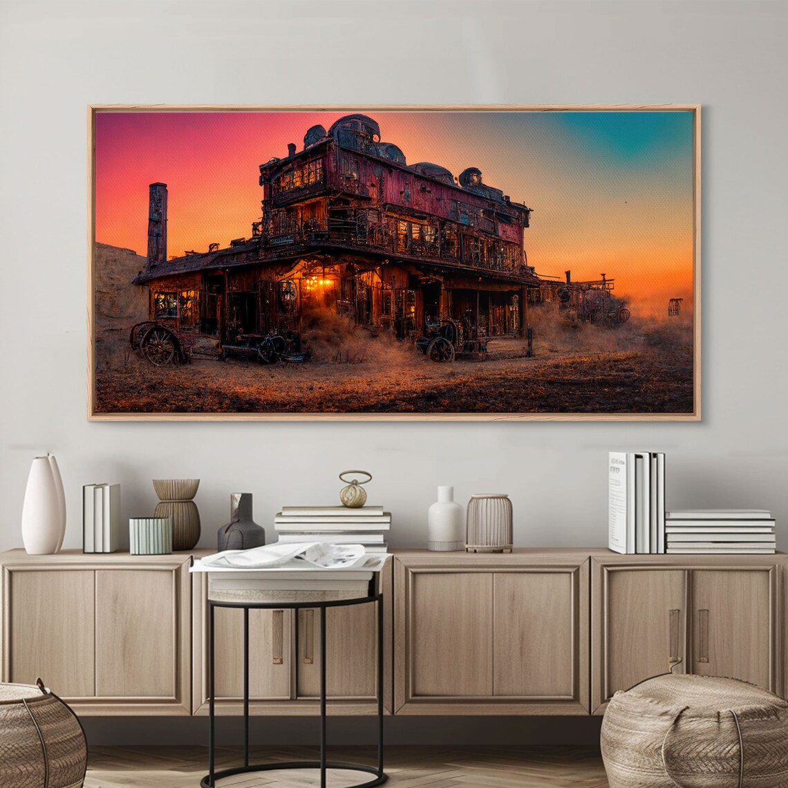 Synthwave Retro Wild West Saloon Art Print - Image 3