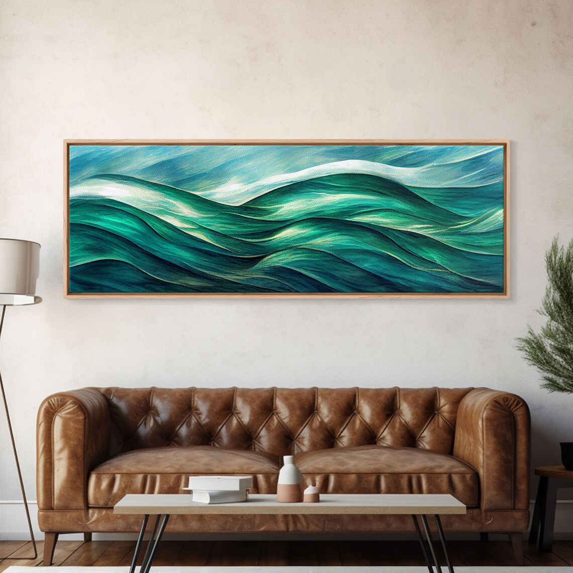 Sea Green Ocean Waves, Art Deco Wall Art Print