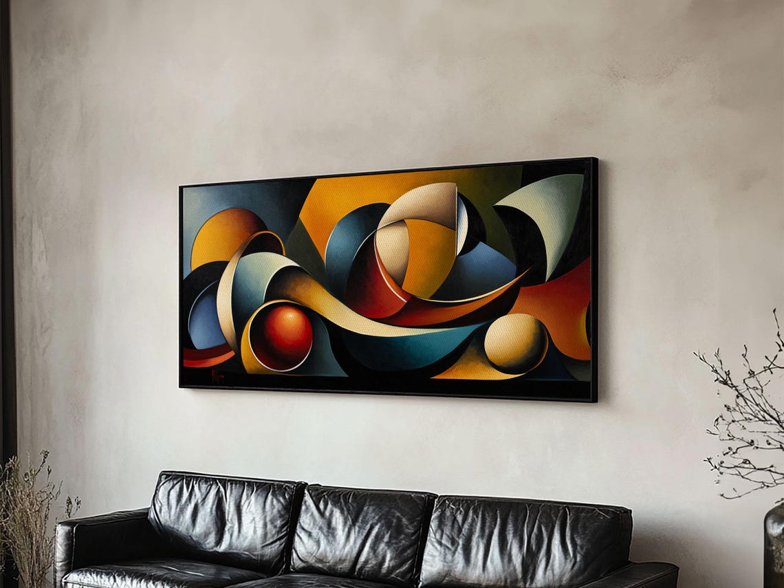Dynamic Ocean Wave Coastal Abstract Navy Teal Nautical Wall Art Print - Image 4