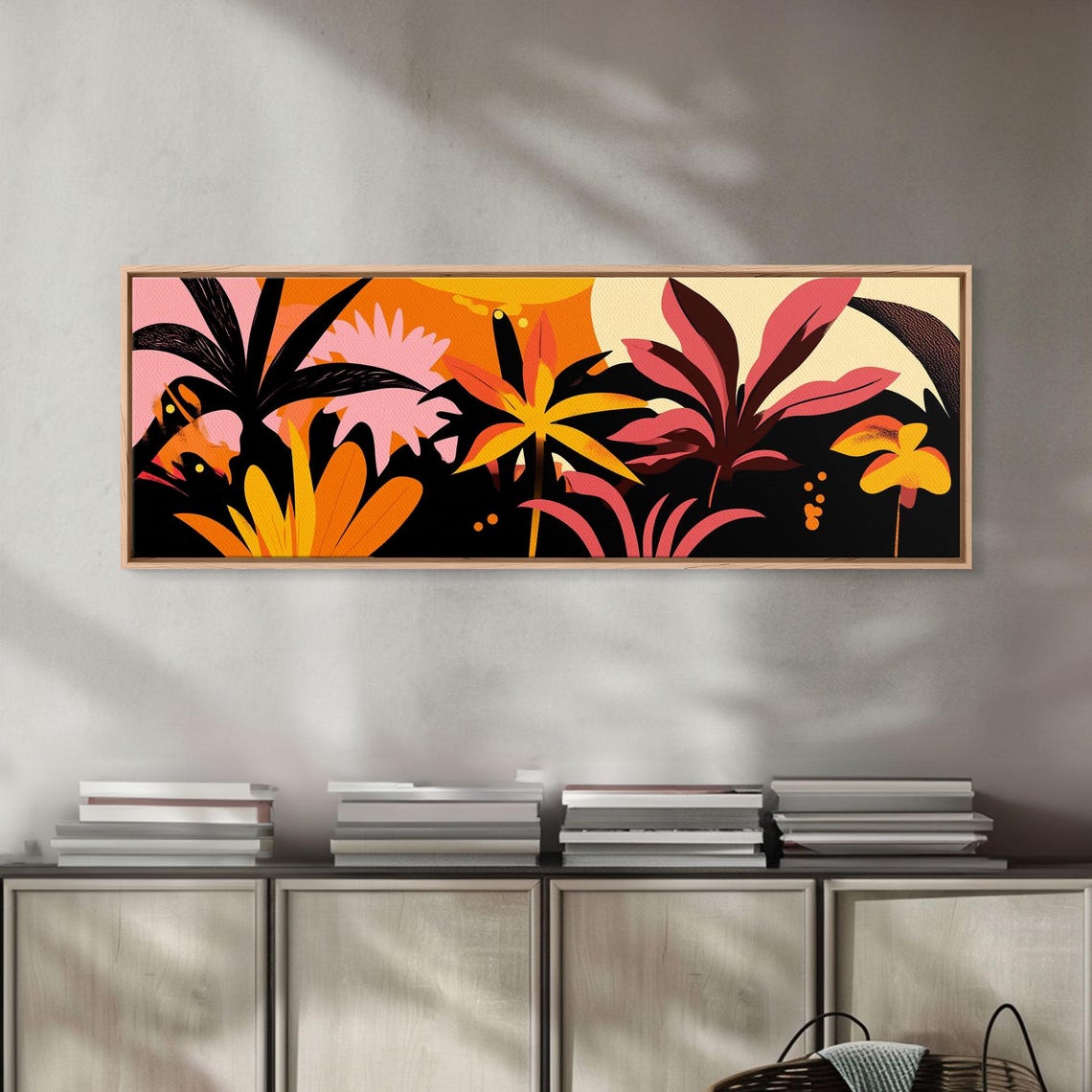 Colorful Tropical Jungle Floral Sunset Bold Botanical Art Poster - Image 2