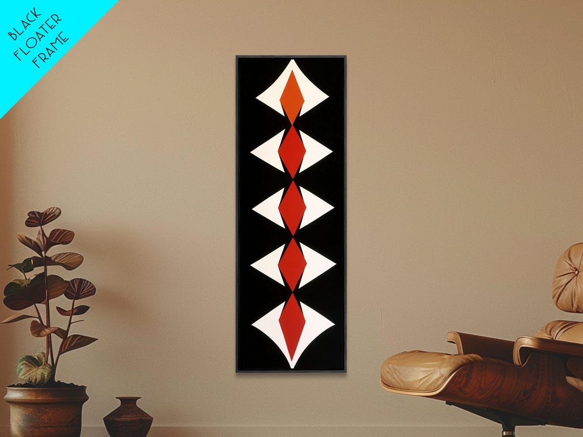 Geometric Diamond Column Black Background Modern Abstract Poster