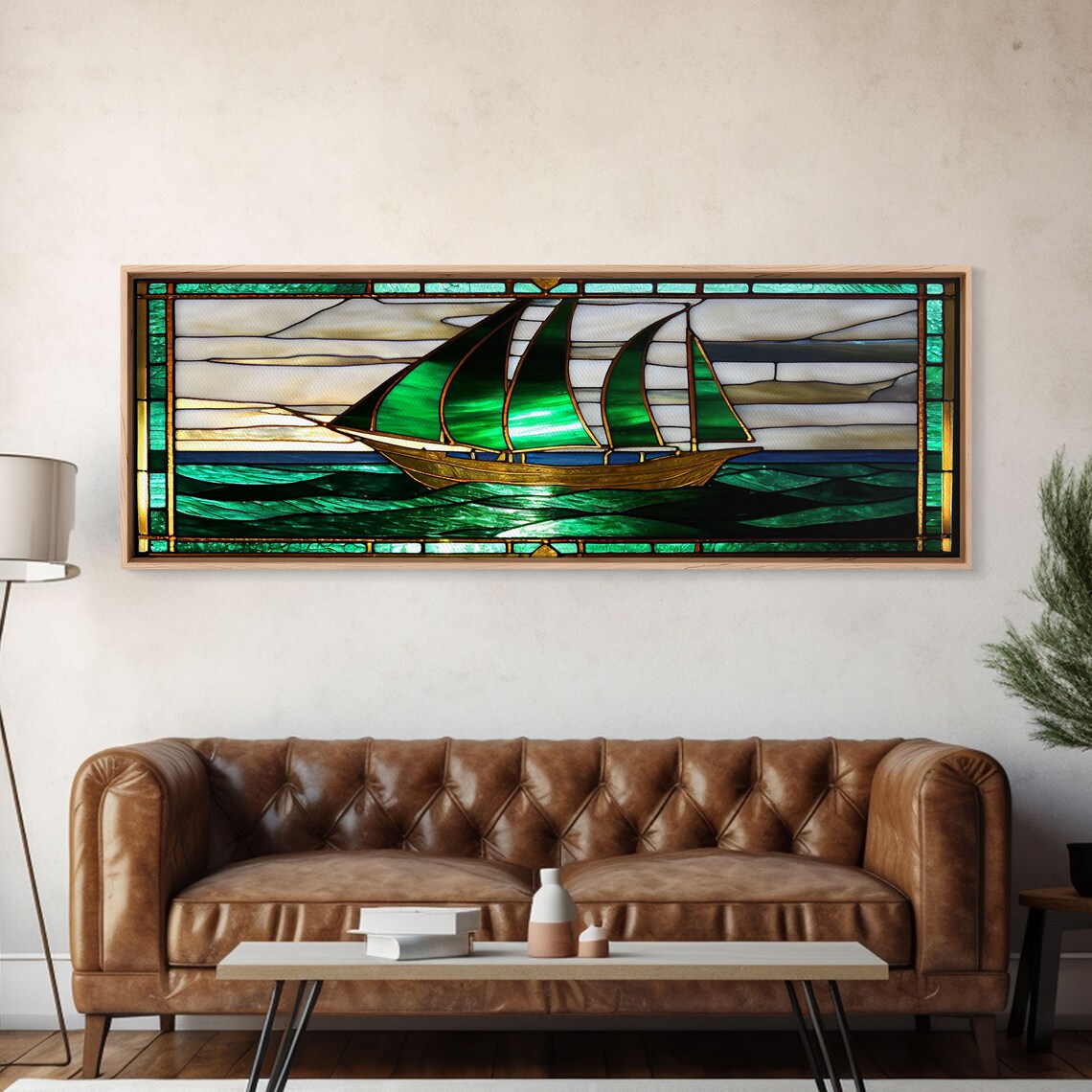 Art Deco Sailboat Stained Glass, Roaring 20s Poster