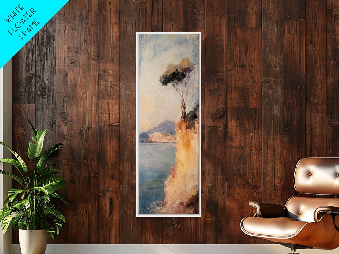 Victorian Landscape Oil Painting Print Tall Skinny Wall Art Coastal Painting Coastal Landscape Art Italian Seaside Painting Wall Art - Image 5