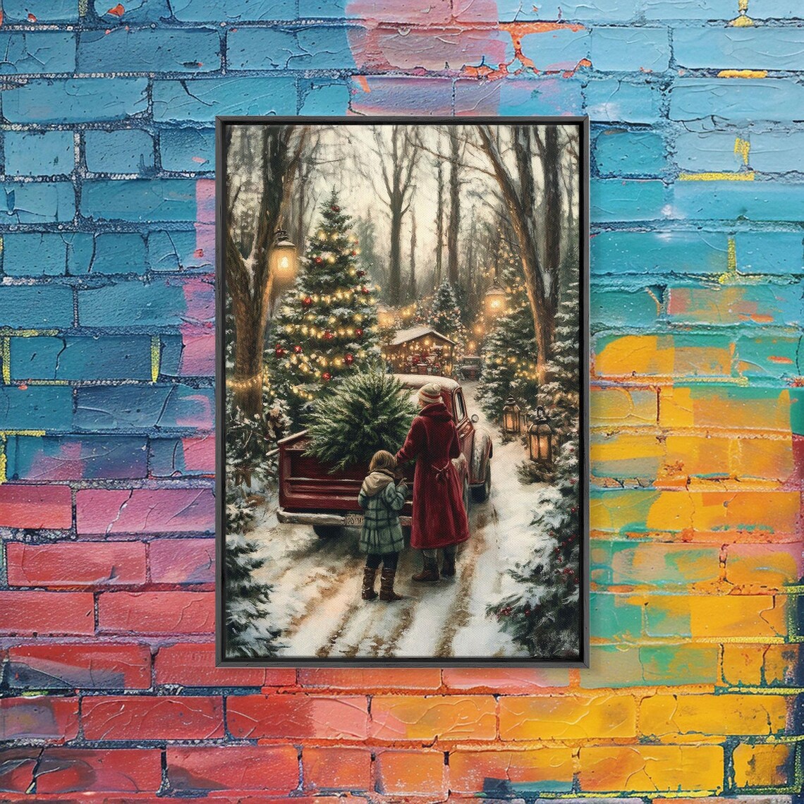 Rustic Christmas Tree Farm With Red Truck, Poster - Image 5