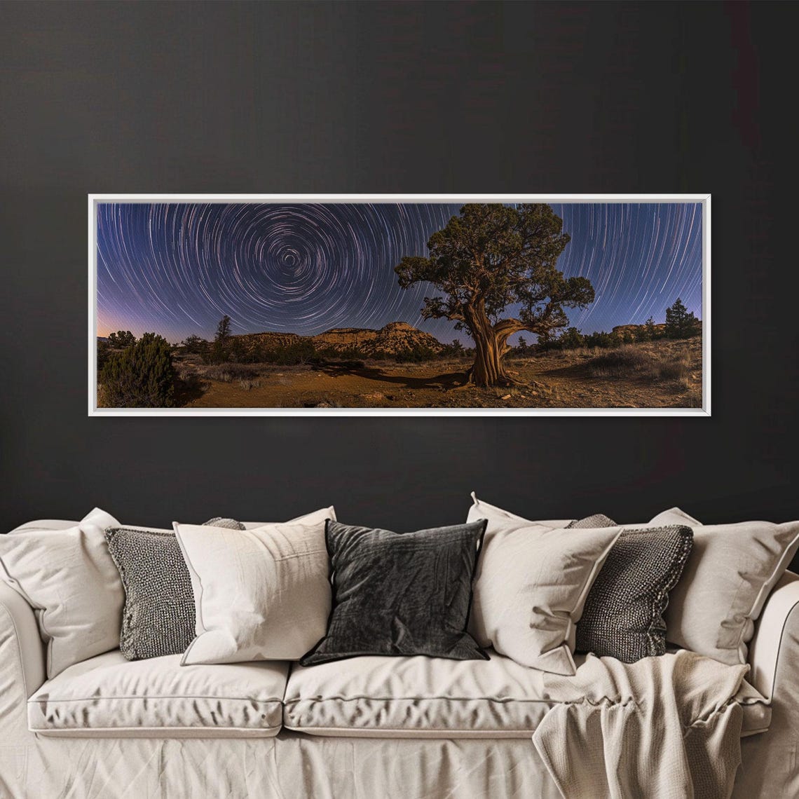 Star Trails Spiral Over Desert Tree Night Sky Long Exposure Poster - Image 2