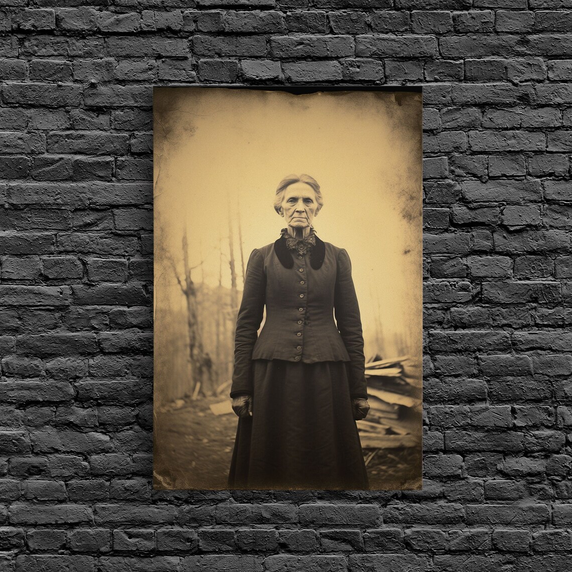 Victorian Elderly Woman Sepia Antique Photograph Vintage Portrait Poster - Image 6