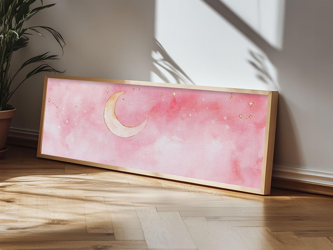 Crescent Moon Light Pink Minimalist Boho Art Print - Image 5