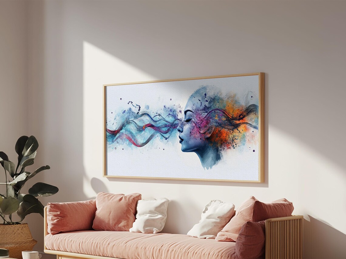 Woman Profile Colorful Flowing Hair Abstract Watercolor Art Poster - Image 5