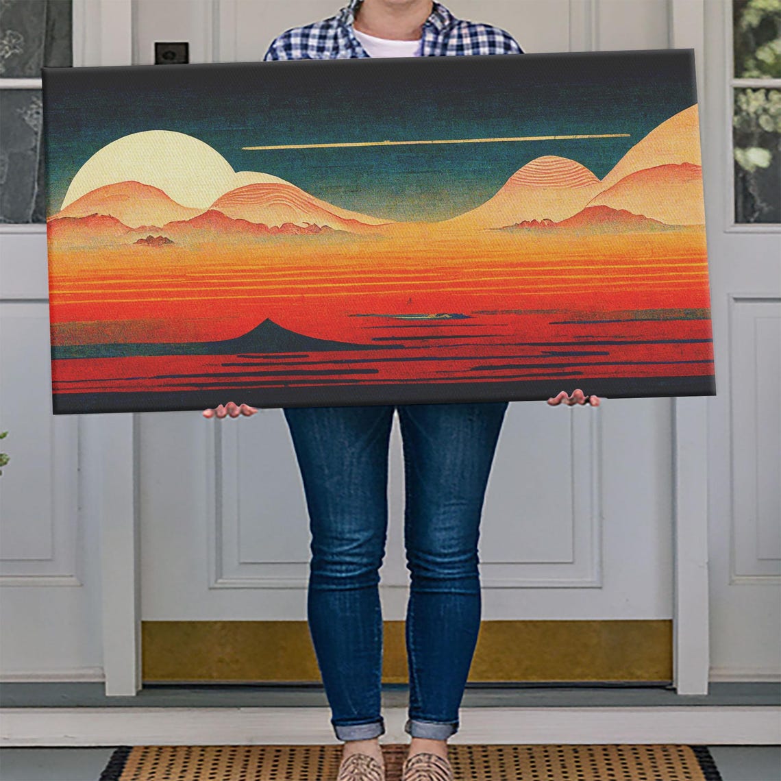 Art Deco Sunset Desert Dunes Print Ready To Hang Wall Art Cool Wall Art - Image 4