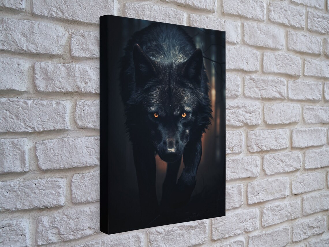 Black Wolf On The Hunt Art Print, Wildlife - Image 5