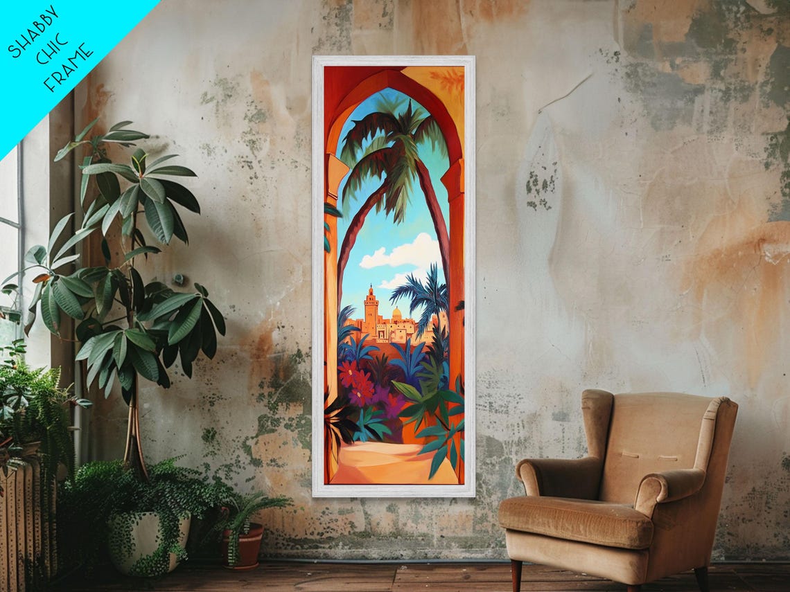 Moroccan Archway With Palm Trees And Old Town Sunset View Poster - Image 4