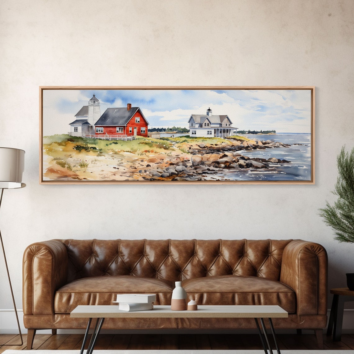 Maine Watercolor Painting Framed Print Maine Seaside Print Lupine Art Print Maine Art Print Lupine Painting Maine Landscape Art