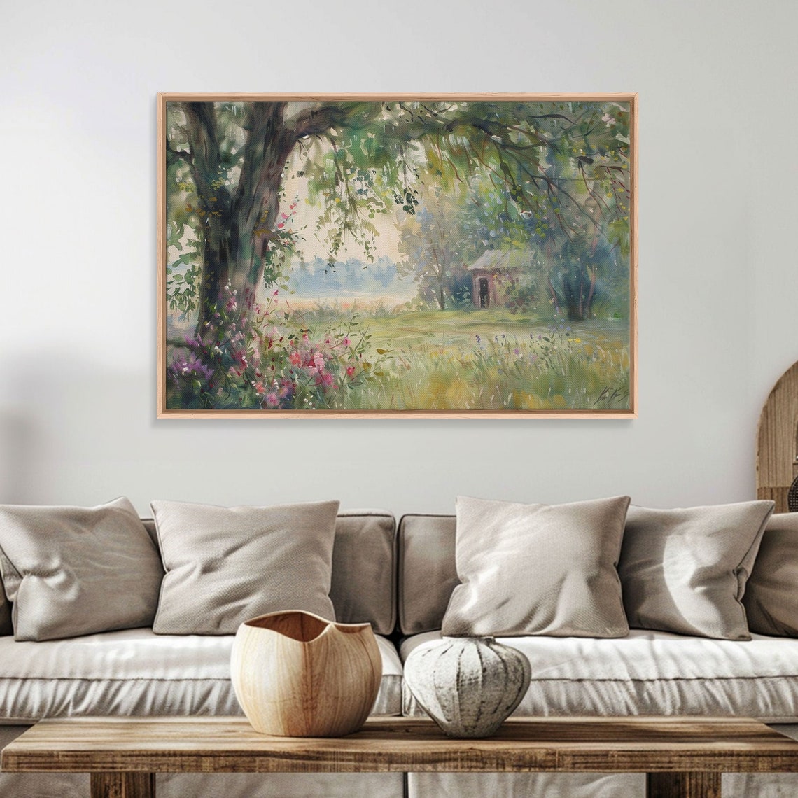Painting Of An Old Farmhouse In The Spring Framed Print Watercolor Painting Original Art Living Room Art Wall Art - Image 3