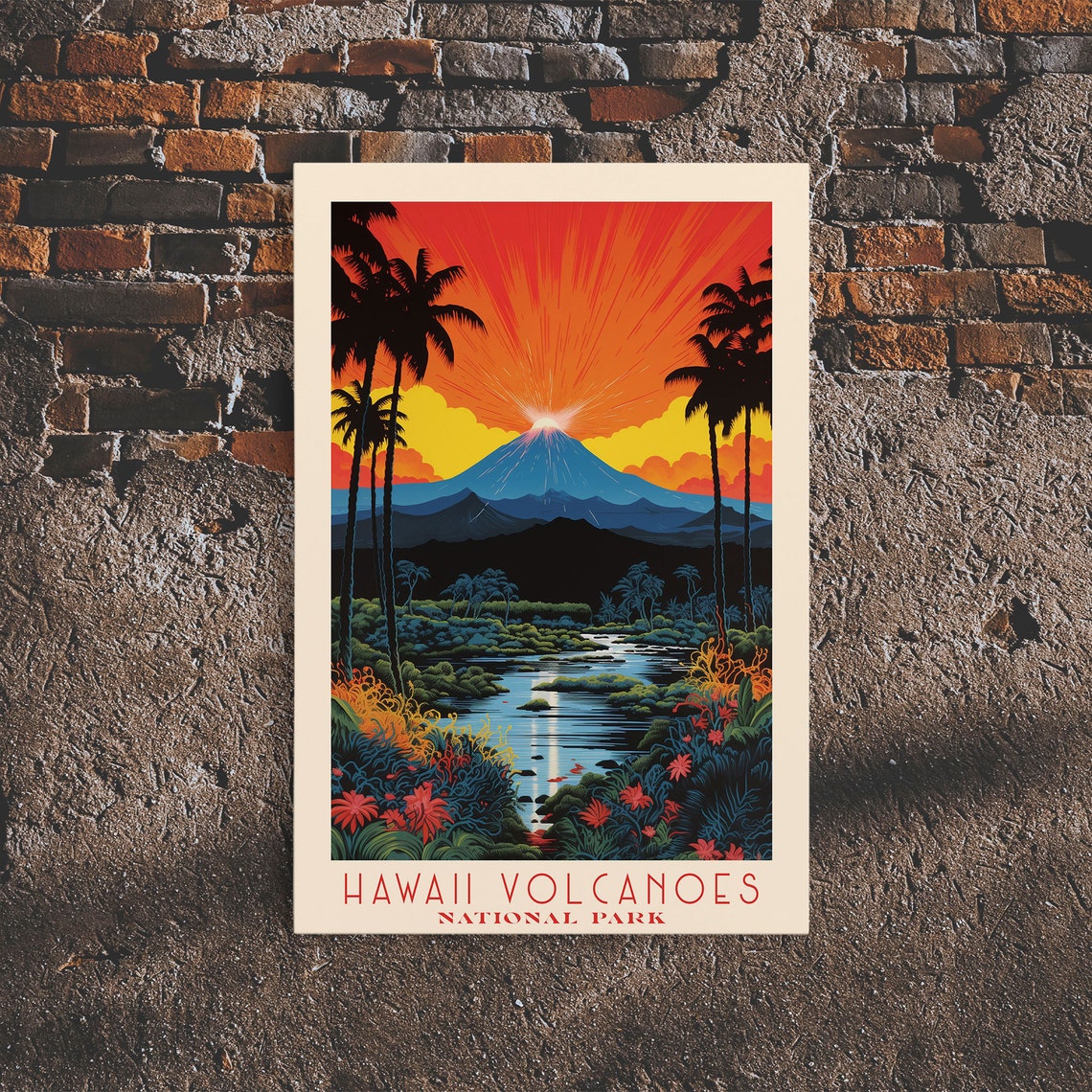 Hawaii Volcanoes National Park Travel Poster Art Print Wall Art Hawaii Travel Art Midcentury Modern Travel Decor Wall Art - Image 6