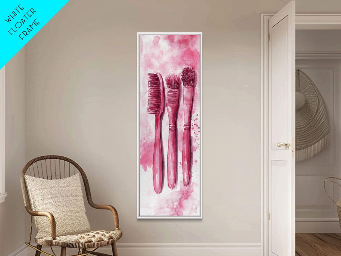 Pink Brush Abstract Art Framed Print Light Pink Rustic Wall Art Farmhouse Cottagecore Aesthetic Decor Vertical Gift Idea