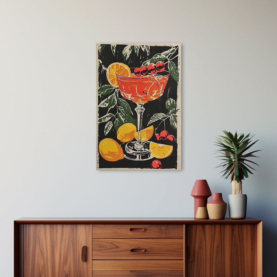 Retro Orange Cocktail Art Deco Style Bar Cart Drink Print Poster - Image 6